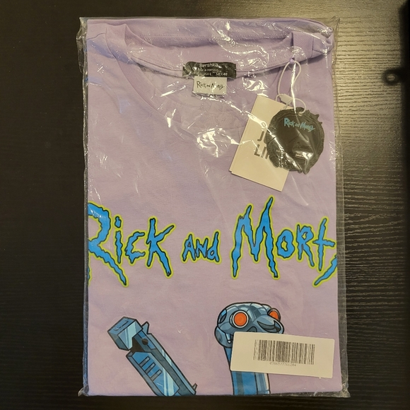 Rick & Morty backprint T-shirt in purple NWT - Picture 4 of 7